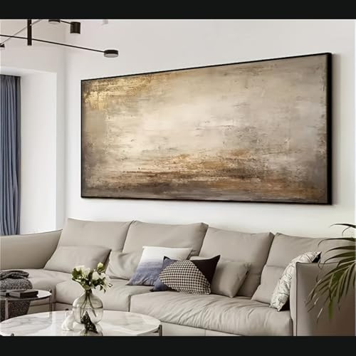 Cuadro abstracto colorido extragrande enmarcado para sala de estar, decoración de pared en lienzo (65 x 130 cm / 25 x 51 pulgadas/con marco negro).
