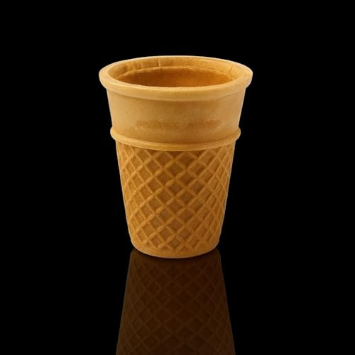 Cone King knusprige Waffelbecher Groß mit Doppelrand, 65x70, Halbsüße Knusprige Eiswaffeln für Softeis, Gelato, Sorbet, Vegan (54 Stück)