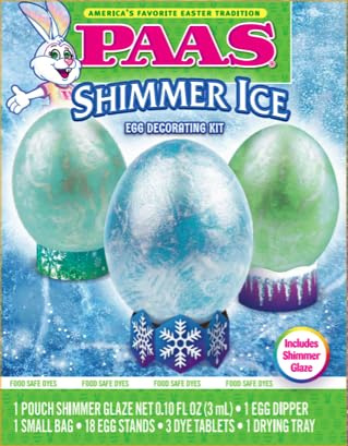 PAAS Shimmer Ice Egg Coloring Kit, Easter Egg Dye Kit, Food Grade Dye, Fast Drying Shimmer Glaze, Easy to Create