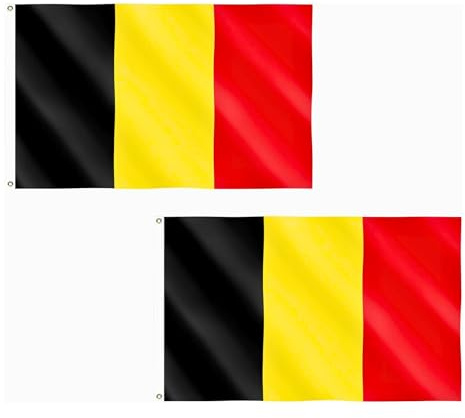 Lot de 2 drapeaux de la Belgique 1,5 x 0,9 m avec œillets en laiton - Drapeau belge en polyester pour matchs de football, célébrations nationales, affichage de la maison et du jardin
