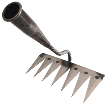 Harilla Herramienta para desherbar, rastrillo para Eliminar, rastrillo de jardín, Extractor de malezas para de hortalizas, 7 Dientes