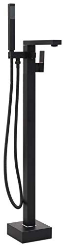 Mangloder Grifo de Bañera Independiente Negro Acero Inoxidable 90 cm, Relleno de Bañera con Ducha de Mano y Manguera de 150 cm, Grifo de Bañera para Baño, Baño, Jacuzzi, Sanitario, Independiente