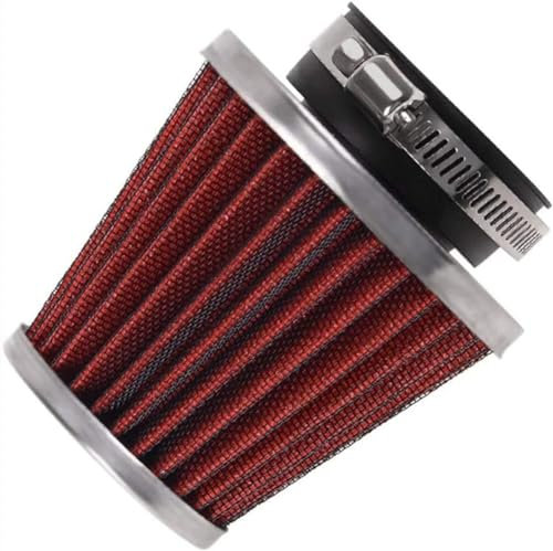 Evermotor Universal Doppelschicht Stahl Filter Luftfilter Rot 38mm 39mm 40mm für Motorrad Scooter ATV Moped Roller