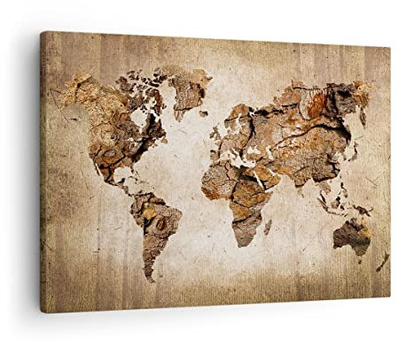 Quadro su Tela mappa mondo moderno Stampe da Parete 70x50cm Quadri Moderni Soggiorno Camera da Letto Cucina 1 pezzo Piccoli Decorazione Murale Wall Art Canvas Grafica Immagini AA70x50-3590