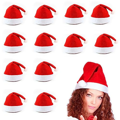 Jiahuade 12 Stück Nikolausmützen,Nikolausmütze für Erwachsene und Kinder, Xmas Mütze,Weihnachsmütze Nikolausmütze,Weihnachtsmann Mütze,Mütze Weihnachten Kinder,Weihnachtsmützen