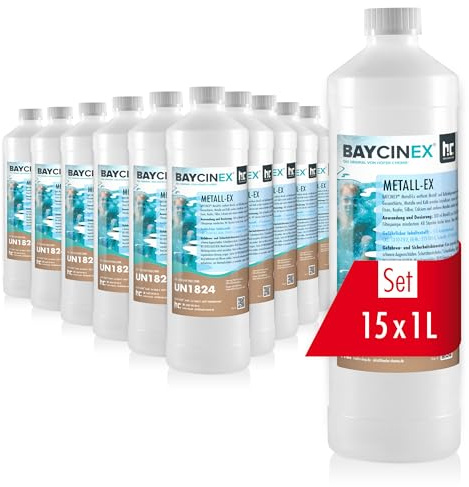Höfer Chemie 15 x 1 L BAYCINEX® Séquestrant Métaux Anti-Métaux – Élimine Fer, Cuivre, Argent, Calcium et Calcaire, Réduit la Dureté Totale de l'eau, Nettoyage Ultra-Acide pour Piscine