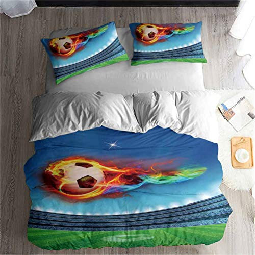 Coupe du Monde Club Football Literie Set - Ensemble de 3/4 pièces Literie Set (Housse de Couette + 2 taies d'oreiller + Le Drap) Doux/La santé/Pas d'allergie (B,King-4PCS-220×230cm)