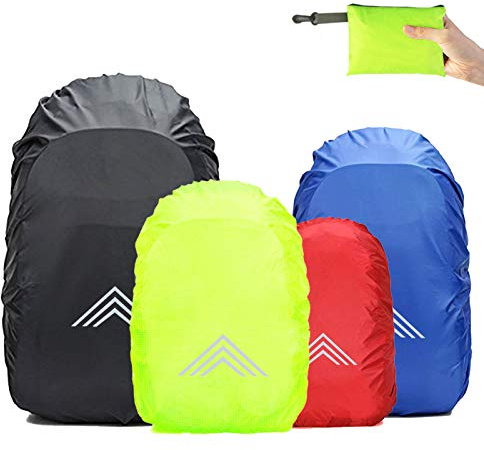 Frelaxy Housse de pluie imperméable pour sac à dos cartable (15–90 L), pack housse de pluie Cape de pluie avec réflecteurs & sangles de boucle antidérapantes pour randonnée, C - Noir., S: 15L-25L
