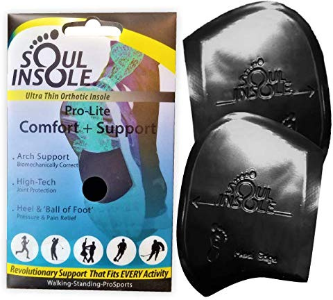 Soul Insole Shoe Bubble Orthotic Insole – Memory Gel Insoles for Plantar Fasciitis, Pronation, Heel Pain, Arch Supports, Midfoot Support (Black (Thinner Support), Small)