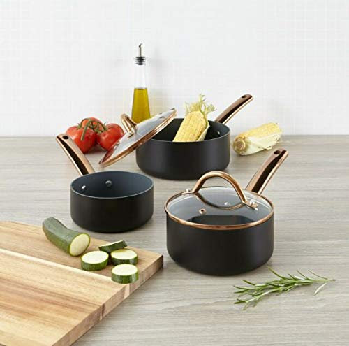Lot de 3 casseroles anti-adhésives en acier inoxydable et cuivre