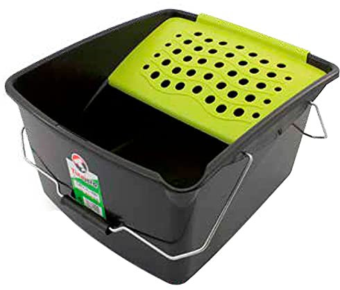 Vaschetta da 16 litri con manico e griglia per applicazione di pittura con rullo