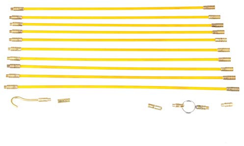 10 Uds 4mm Cable de fibra de vidrio para correr Cable eléctrico Cinta de pescado Kit de tracción y empuje Juego de varillas de cable Varilla de cable de pared Herramienta de empuje