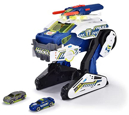 Dickie Toys Rescue Hybrids Polizei-Fahrzeug Police Bot (35 cm) - futuristisches Polizeiauto (groß) mit Transform-Funktion & weiteren Features, Spielzeug mit Licht & Sound für Kinder ab 3 Jahren
