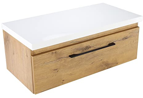 paplinskimoebel Badezimmer Badmöbel Unterschrank Schrank Waschbecken + Waschtisch klein 80,5 x 39 x 32 cm aufsatzwaschbecken gesetzt mit waschbeckenunterschrank badschrank Holz mit Soft-Close-System