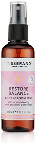 Tisserand Aromatherapy - Restore Balance Body & Room Mist - Perimenopause, Menopause & Menstruation Support for Women - Rose, Clary Sage & Geranium 100% Natural Essential Oils - 100 ml