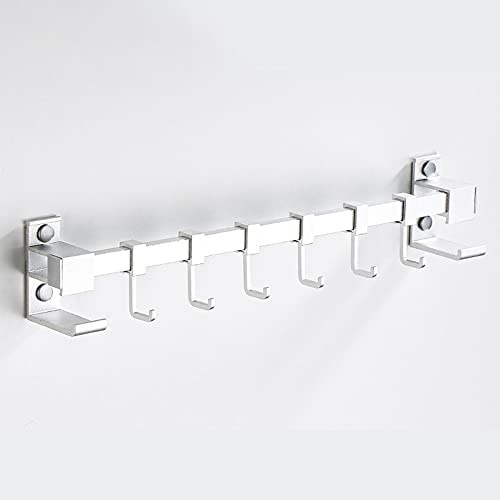 Celbon Hakenleiste Küche Hängeleiste Küchenreling, Selbstklebende Küchenhakenleiste mit 6 Beweglichen Haken Utensilienhalter ohne Bohren für Küche Badezimmer Schlafzimmer（Weiß，40CM）