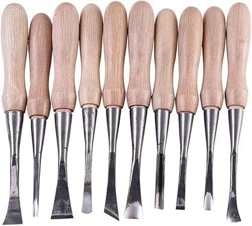 Juego de cinceles de mano para tallado de madera profesional de acero 10Pcs55, cincel de madera para bricolaje, herramientas afiladas para esculpir, grandes gubias de carpintería, cinceles para tal