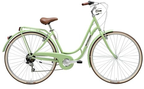 Cicli Adriatica Bazam City Bike Damcykel, 28 tum dansk dam vintage, 6-växlad växellåda, stålram, storlek 48, ljusgrön matt