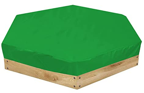 Sandbox Cover, Waterproof Hexagon Sandpit Cover with Drawstring, Dustproof Anti UV Pool Protective Cover for Outdoor, Sandpit Canopy Sand Toys Protection Cover (140x120x20cm) (Green)