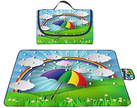 TengYuer Picknickdecke 180x200cm Stranddecke Wasserdicht Sandfrei Isoliert Faltbar Strandmatte mit Tragegriff Outdoor Campingdecke XXL für Camping Parks Strände Picknick GrüNer Rasen
