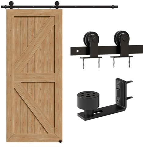 CCJH 2.13M/7FT Quincaillerie De Porte Coulissante Kit Porte Coulissante Rail Contient un Guide de Plancher Réglable