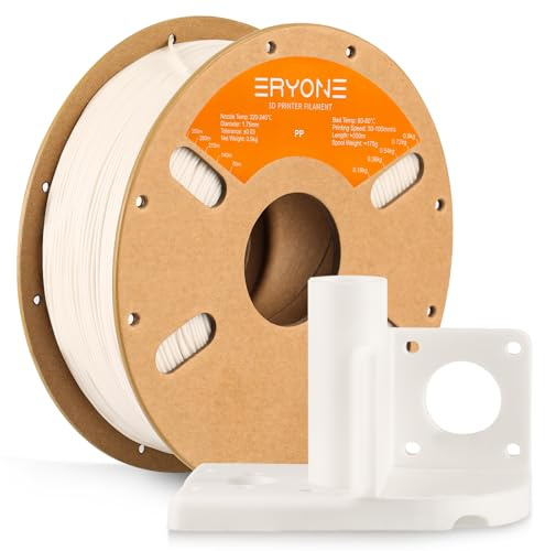 ERYONE Engineering Filament, 3D Printing Filament 1.75 mm +/- 0.03mm, Fit Most FDM 3D Printers, PP White 900g Spool