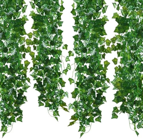 DMZNCC 7 Efeu Künstliche Grüne Gefälschte Efeu Pflanzen Efeuranke Länge 210 cm Efeu Deko Plastikpflanzen Gefälschter Efeu Künstlicher Efeu Geeignet für Innen und Außen, Hochzeitsdekoration