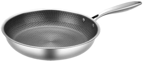 Luxshiny 26cm Non-Stick Frying Pan with Honeycomb Coating, Stainless Steel Skillet for Steak & Omelette, Induction Compatible Flat Bottom Egg Pan, PFOA Free, Dishwasher Safe