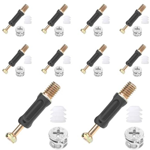 Lot de connecteurs excentriques pour meubles, raccords d'armoire, ferrures excentriques Ø 15 mm, chevilles à visser avec bord de recouvrement M6 x 35 mm et écrous à visser M6 pour meubles, armoire,