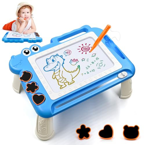 AiTuiTui Lavagna Cancellabile per 3 4 5 Anni Bambini, Montessori Magica Tavoletta Grafica con 4 Gambe per Bimba，Lavagna Magnetica Giocattolo per 6 7 8 Anni Ragazzi Ragazze Regali (Blu)