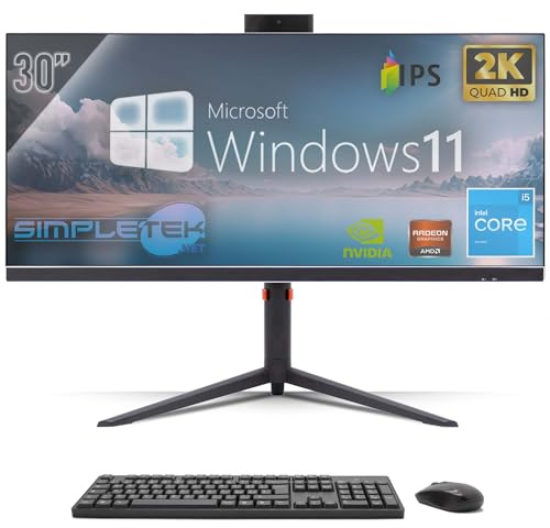 SIMPLETEK - All in One PC 30 IPS 2K Core i5 | RTX 4060 8GB | Windows 11 Pro | 16GB DDR4 240GB SSD M2 + 2TB | Computer Fisso da Gaming Tutto in Uno WiFi6 HDMI