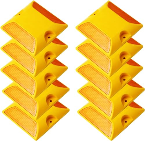 Theaque Straßen-Reflektoren, 10 x 10 cm, 10 Stück, kommerzielle Einfahrt-Reflektoren, weiß, reflektierend, für Straße, Auffahrt, Gehweg, Bodenmarkierungen, Reflektoren, wasserdicht, für Straße,