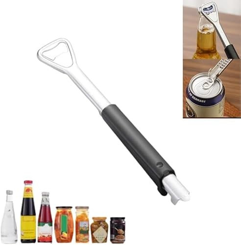 2 in 1 Adjustable Jar Can Opener,2024 NEW Jar Opener for Weak Hands Multifunctional Stainless Steel Can Opener Jar Lid Gripper,Bottle Cap Opener for Most Sizes Kitchen Canning Tools (1PCS)