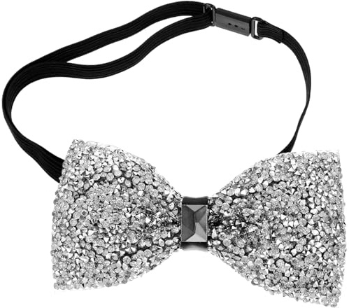 COLLBATH Verstellbare Strass Fliege Für Herren Glitzernde Bowtie Mit Pailletten Pre-Tied Bankett Hochzeit Abschlussball Accessoire
