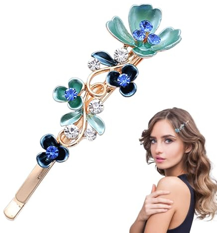 Fermagli per capelli con strass - Molletta per capelli a forma di | Mollette per capellis con fiori vintage con strass, fermagli per capellis in lega di piccoli strasss, fermaglis