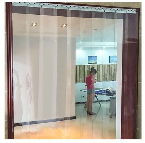 DTVEW Transparenter Streifen-Türvorhang, 1,3mm Dicker wasserdichter Vinyl-Türvorhang, Garagenvorhänge, Trennvorhänge für Badezimmer und Küche(1.35x2.7m)
