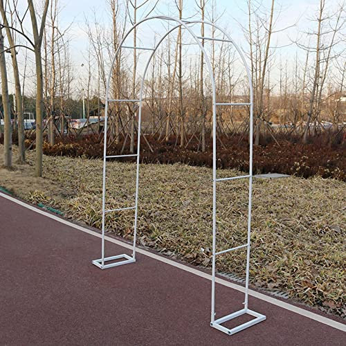 Arche de jardin en métal blanc pour plantes grimpantes en plein air Décoration de fête de mariage Arche tubulaire 2,4 x 2,2 m 1 pièce