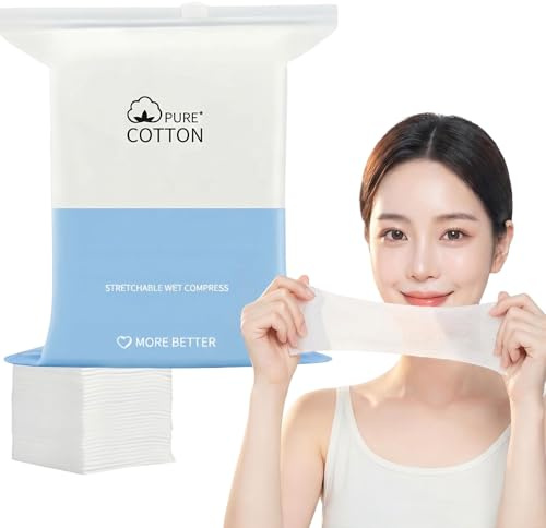 200 tamponi di cotone bagnato per il viso elastici per impacco umido per il viso tamponi di cotone cosmetici con foro maschera a strappo asciugamano di carta struccante fogli di cotone idratanti per