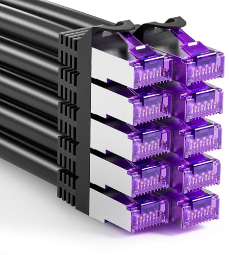 FGB 10 Gbps Patchkabel 0,5m x10, RJ45 Netzwerkkabel CAT 7 - Schwarz