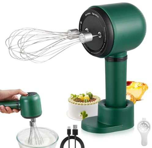LULUWA Batteur Électrique en Acier inoxydable - Mini Batteur à œufs - 3 Vitesses Réglables - Avec 2 Fouets Amovibles pour la Cuisson, la Crème et la Confiture