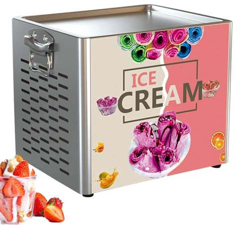 Machine à crème glacée électrique – Yaourtière roulée commerciale en acier inoxydable, moule à glace sauté pour bars, cafés et magasins de desserts