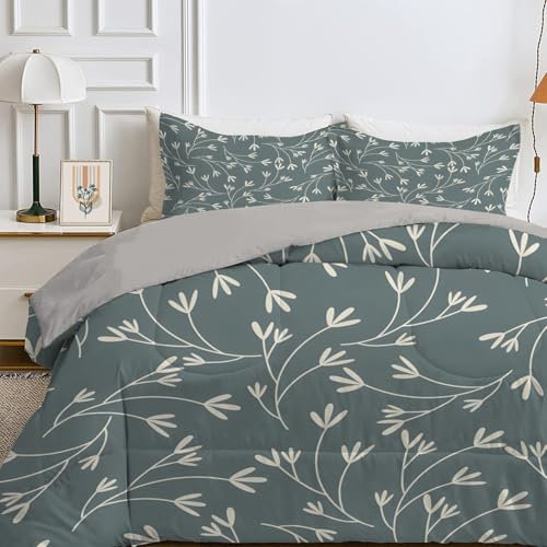 SYHIEGO Blätter Bettdecke 135x200 cm, 4-Jahreszeiten Steppdecke, Waschbare Ganzjahresdecke ohne Bezug, Pflanzen Muster Weiche Schlafdecke, Einzelbettdecke, Braun -Ea73