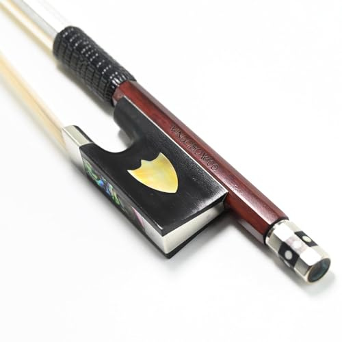 VINGOBOW Pernambuco Stick Violin Bow 4/4 Size Model 430V Concert Level Shield Pattern Eyes Ebony Frog Well Balanced Warm Sweet Sound Quality Natural Horse Hair Hard Stick Full 4 4