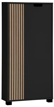 Schildmeyer Highboard Ryker 160037, Schwarzmatt/Akustikpaneel Optik, 59,8 x 19,5 x 124 cm