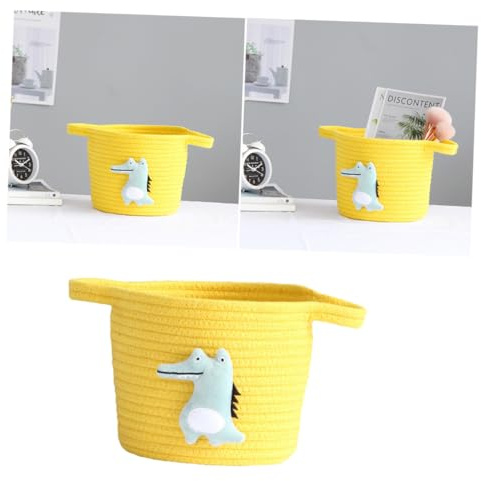 Cestino di Corda Giallo per Ragazzo Ragazza, Contenitore Multifunzione | Vestiti e Lozione, Cesta Porta Oggetti Bagno, Organizzatore per Casa e Play Rooms, Back To School Party