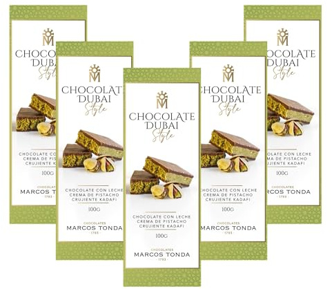 Pack 5 unidades Chocolate Dubai con Crema De Pistacho En Su Interior | Dubai Chocolate 100 Gramos X 5 | Chocolates Para Regalar