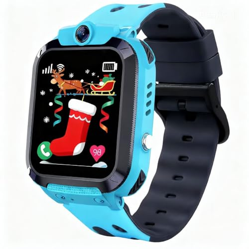 Puhiuyoi GPS Smartwatch per Bambini, IP68 Impermeabile Orologio Intelligente Bambini con Telefono, Chat Vocale, SOS, Touchscreen, Fotocamera, Gioco, Smartwatch per Ragazza e Ragazzo 4-12 Anni Regalo