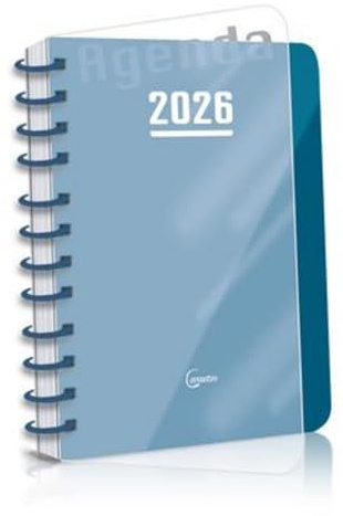 MP Agenda 2026 Día Página, Tamaño A5, Planificador Anual Multidioma (ESP, ING, FR y ALE), Cierre de Anillas, Tapa Plástico Protector