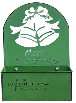 Baoblaze Jardinière Murale Pot Mural Rectangulaire Bac à Fleurs Fer Suspendu Motif Festif Montage Facile Convenant à Décoration de Fête Jardin Couloir, Bell Hollow Green