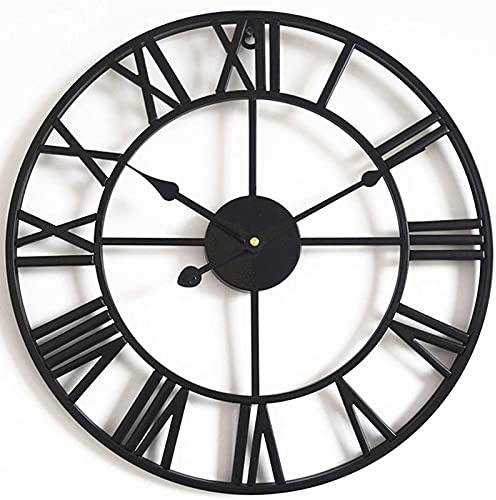 Klassische Vintage-Wanduhr, große Garten-Wanduhr, leise Skelett-Wanduhr, große Wanduhr ohne Tickgeräusch 40–80 cm, für den Außenbereich, Gartenuhr, römische Ziffern, Gartenuhr, Schmiedeeisen
